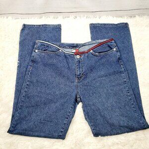 Vtg 90's Tommy Jeans Women Faux Belt Flag Waist High Waist Boot Cut, 13